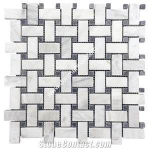 Basketweave Carrara Extra Polished Mosaic