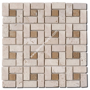 Big Target Dark Mix Travertine Tumbled Mosaic Big Target Dark Mix Travertine Tumbled Mosaic