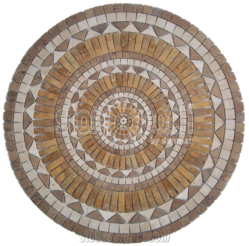Geometric Medallions Mix Travertine Tumbled