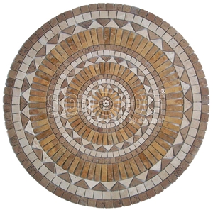 Geometric Medallions Mix Travertine Tumbled