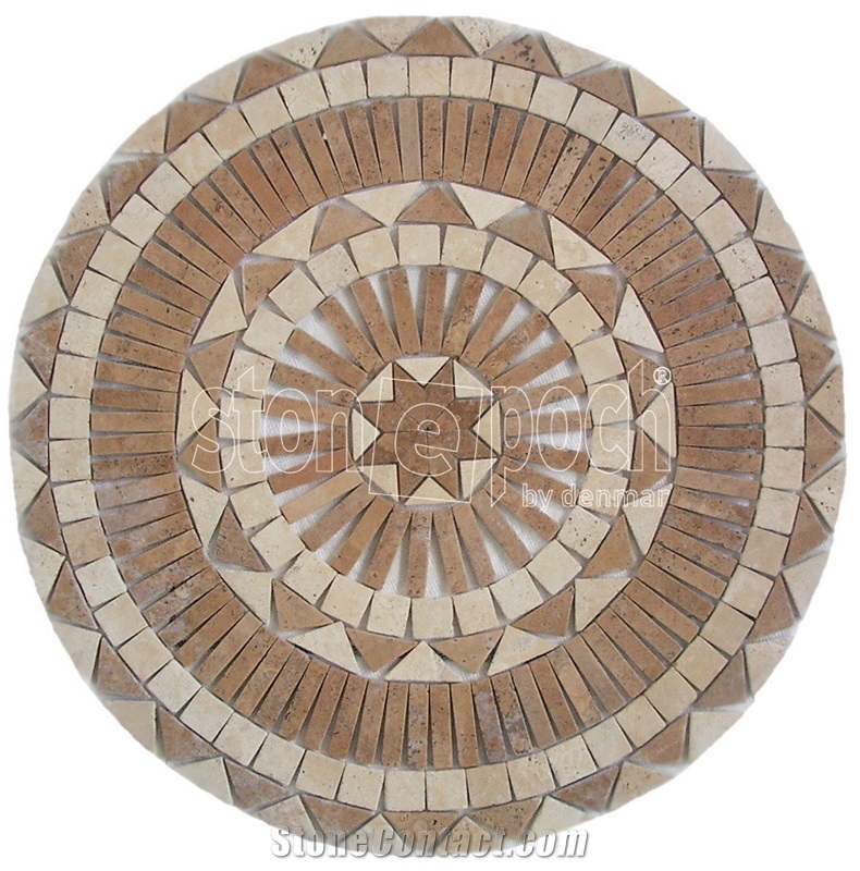 Geometric Medallions Mix Travertine Tumbled