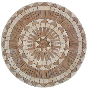 Geometric Medallions Mix Travertine Tumbled