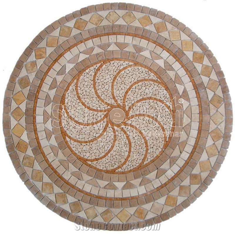 Geometric Medallions Mix Travertine Tumbled