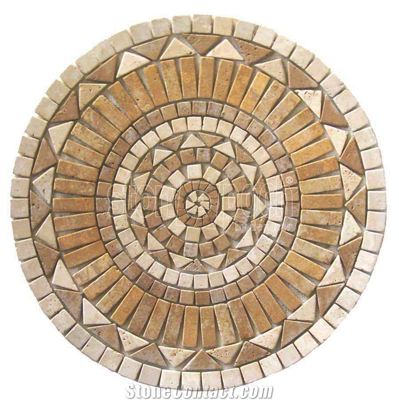 Geometric Medallions Mix Travertine Tumbled
