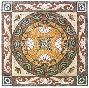 Mix Travertine & Marble Mosaic Art Medallions for Flooring