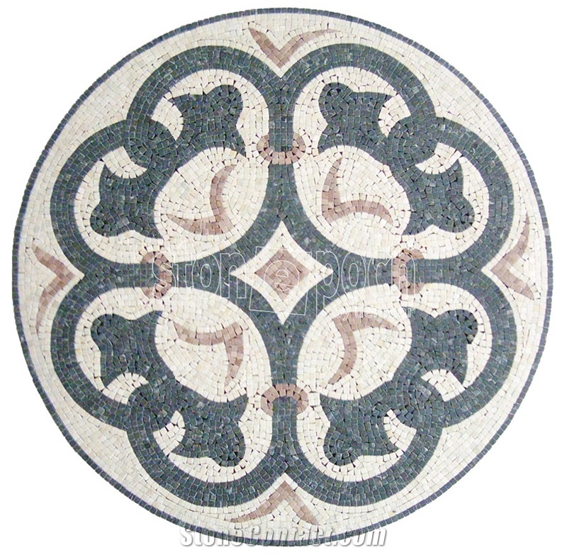 Mix Travertine & Marble Mosaic Art Medallions for Flooring