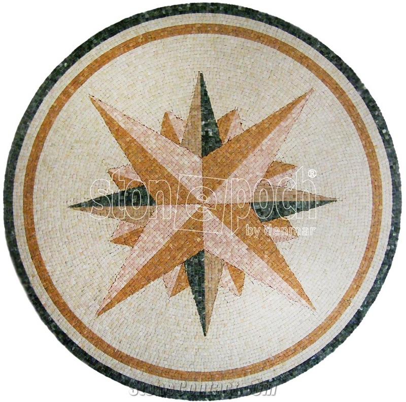 Mix Travertine & Marble Mosaic Art Medallions for Flooring
