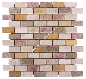 Multicolor Travertine Tumbled Mosaic