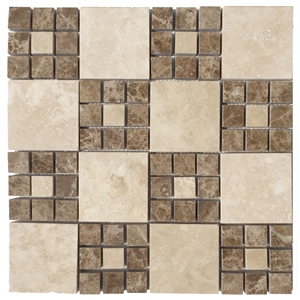 Pattern Set Classic Travertine & Dark Emparador Mix Mosaic