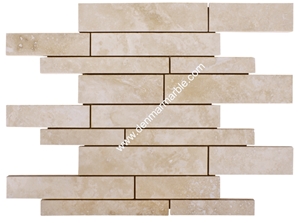 Random Light Travertine Filled & Honed Mosaic, Beige Travertine Turkey Mosaic