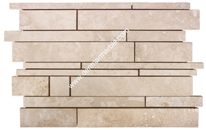 Strip Light Travertine Filled & Honed Mosaic, Beige Travertine Turkey Mosaic