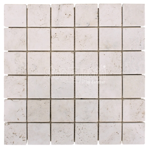 White Travertine Tumbled Mosaic