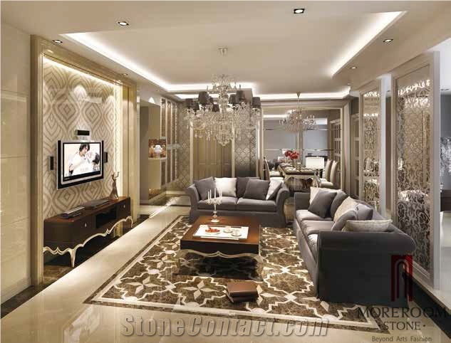 Decorative Stone Medallion Marble, Water Jet Marble Inlayed Pattern, Floor Medallion