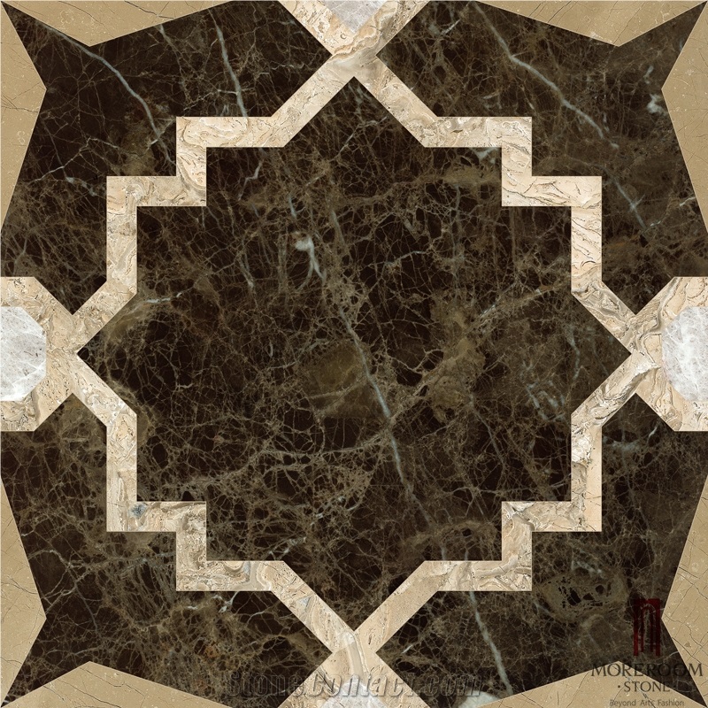 Decorative Stone Medallion Marble, Water Jet Marble Inlayed Pattern, Floor Medallion