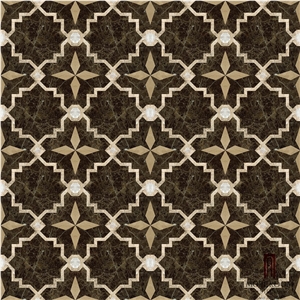 Decorative Stone Medallion Marble, Water Jet Marble Inlayed Pattern, Floor Medallion