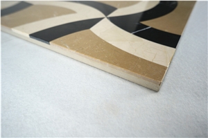 Golden Beige Marble Tiles Composited Marble Waterjet Medallion Luxury Floor Pattern Home Marble Design Budilding Material Floor Medallion Marble Price