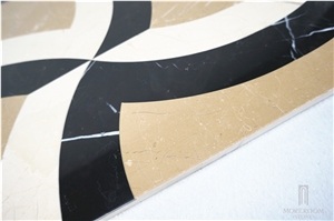 Golden Beige Marble Tiles Composited Marble Waterjet Medallion Luxury Floor Pattern Home Marble Design Budilding Material Floor Medallion Marble Price
