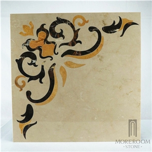 Iran Earl Beige Marble;Square Medallions;Composited Marble Waterjet Medallion