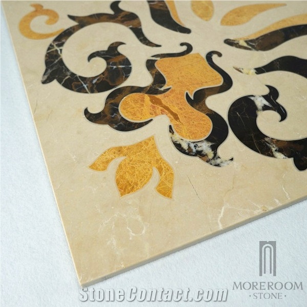 Iran Earl Beige Marble;Square Medallions;Composited Marble Waterjet Medallion