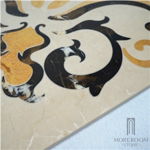 Iran Earl Beige Marble;Square Medallions;Composited Marble Waterjet Medallion