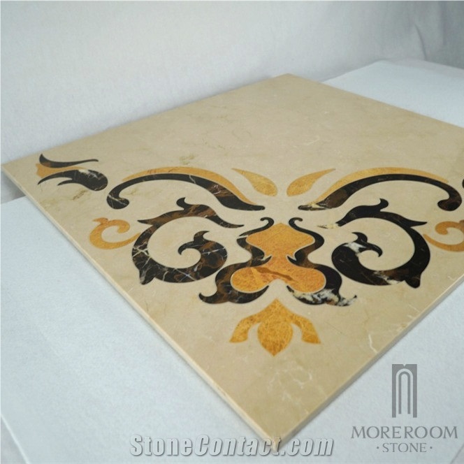 Iran Earl Beige Marble;Square Medallions;Composited Marble Waterjet Medallion