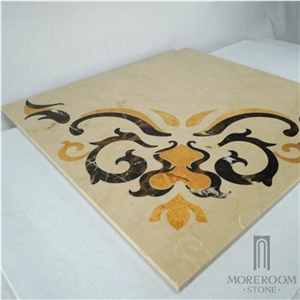 Iran Earl Beige Marble;Square Medallions;Composited Marble Waterjet Medallion