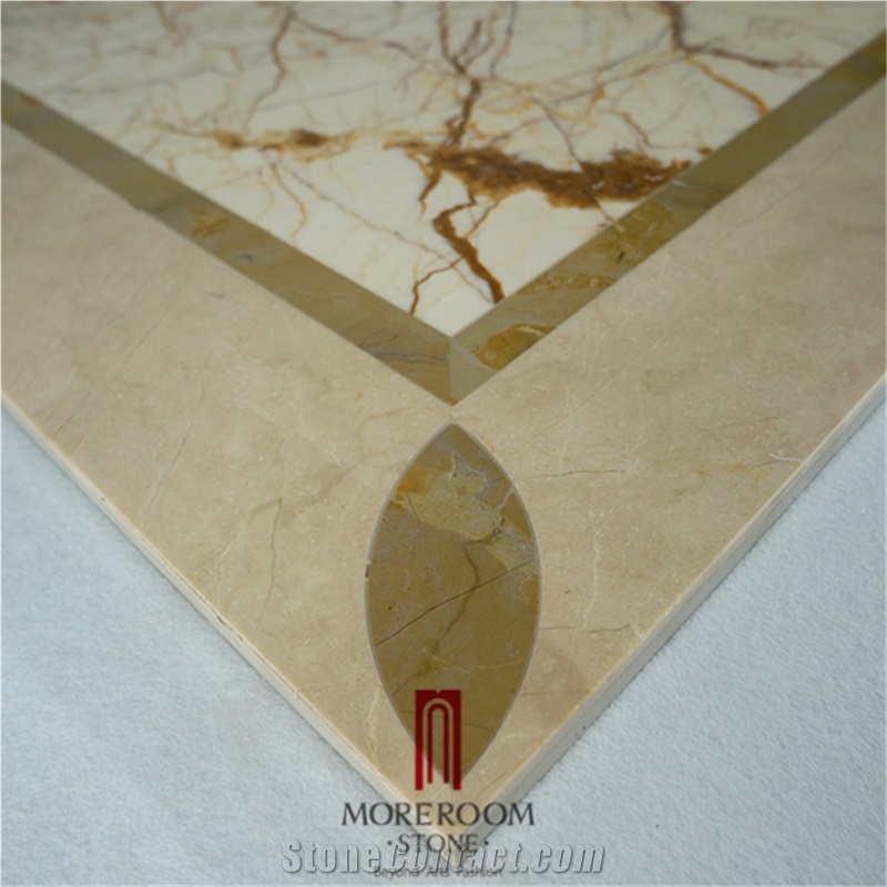 Iran Simakan Shayan Cream Marble Amarillo Pro Waterjet Medallion Floor Medallion