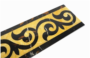 Italy Natural Stone Portoro Gold Marble Composite Marble Border Design for Hotel Project