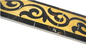 Italy Natural Stone Portoro Gold Marble Composite Marble Border Design for Hotel Project