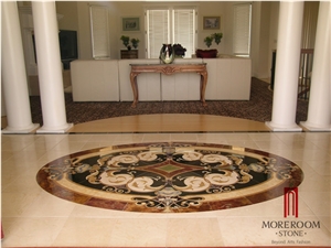 Italy Thin Laminated Water-Jet Medallions Marble Floor Flowers Designs Italian Marble Price Lobby Marble Flooring Design, Beige Marble Thin Laminated
