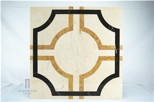 Italy White Marble Waterjet Medallions Home Decor