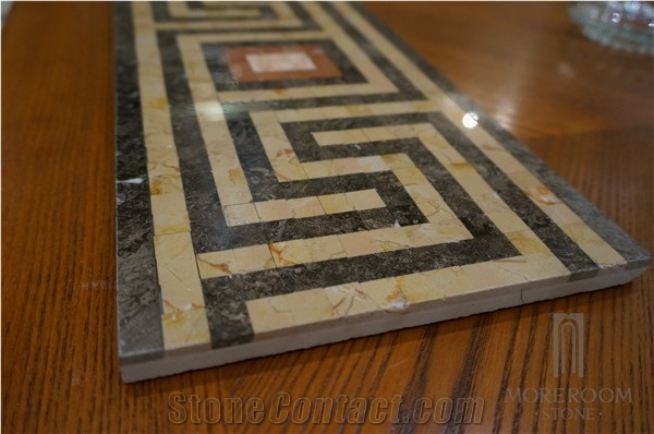 Marble Mosaic Borders Turkey Brown Composite Marble Floor Border Design for Home Decor