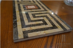 Marble Mosaic Borders Turkey Brown Composite Marble Floor Border Design for Home Decor