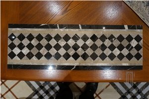 Marble Mosaic Borders Water Jet Laminated Marble Floor Border Tile for Interior Decoration, Grey Marble Molding & Border