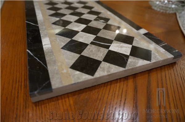 Marble Mosaic Borders Water Jet Laminated Marble Floor Border Tile for Interior Decoration, Grey Marble Molding & Border