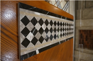 Marble Mosaic Borders Water Jet Laminated Marble Floor Border Tile for Interior Decoration, Grey Marble Molding & Border