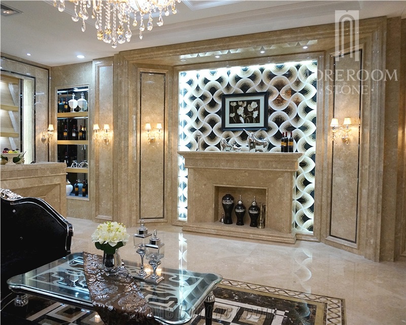 Moreroom Stone Golden Flower Marble Waterjet Medallion Marble Inlay Flooring with Aluminum Backed Medallion
