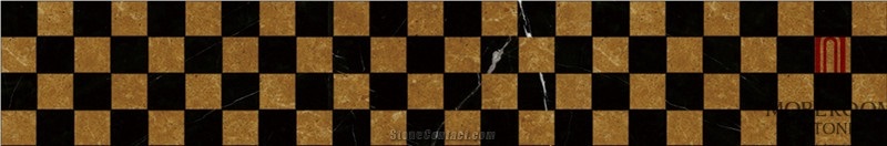 Spain Black Marble Nero Margiua Golden Age Marble Border Skirtings Mosaic Border Border Decos for Home, Nero Marquina Marble Mosaic Border