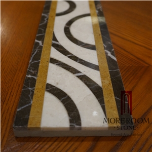 Turkey Beige Marble Golden Age Water Jet Marble Border Manmade Marble Flooring Border Decos