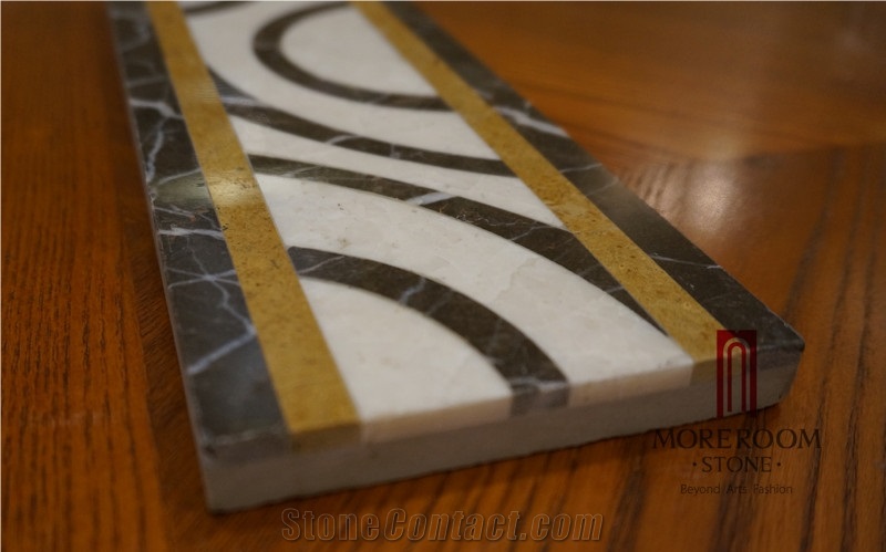 Turkey Beige Marble Golden Age Water Jet Marble Border Manmade Marble Flooring Border Decos