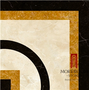 Turkey Beige Marble Golden Age Water Jet Marble Border Manmade Marble Flooring Border Decos