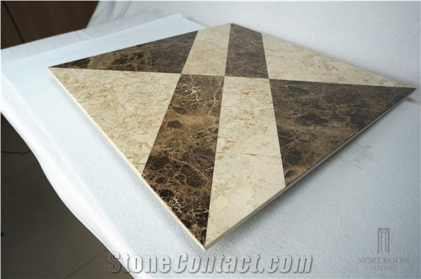 Turkey Bursa Emperador Dark Marble Medallion Thin Laminated Water-Jet Medallions Square Medallions Marble Price Home Decor
