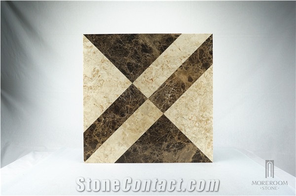 Turkey Bursa Emperador Dark Marble Medallion Thin Laminated Water-Jet Medallions Square Medallions Marble Price Home Decor