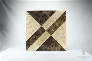 Turkey Bursa Emperador Dark Marble Medallion Thin Laminated Water-Jet Medallions Square Medallions Marble Price Home Decor