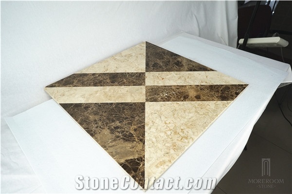 Turkey Bursa Emperador Dark Marble Medallion Thin Laminated Water-Jet Medallions Square Medallions Marble Price Home Decor