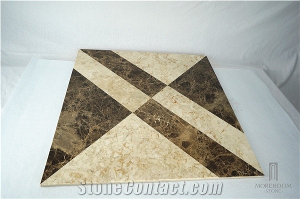 Turkey Bursa Emperador Dark Marble Medallion Thin Laminated Water-Jet Medallions Square Medallions Marble Price Home Decor