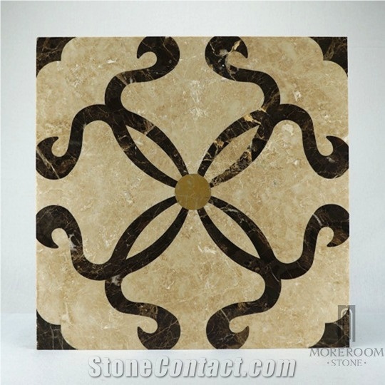 Turkey Cappucino Beige Marble Medallion with Portopo Marble;Marbe Floor Pattern;Super Polished Tile Marble;Marble Stone