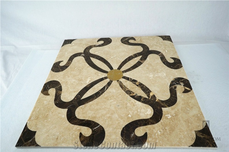 Turkey Cappucino Beige Marble Medallion with Portopo Marble;Marbe Floor Pattern;Super Polished Tile Marble;Marble Stone