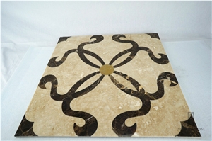 Turkey Cappucino Beige Marble Medallion with Portopo Marble;Marbe Floor Pattern;Super Polished Tile Marble;Marble Stone