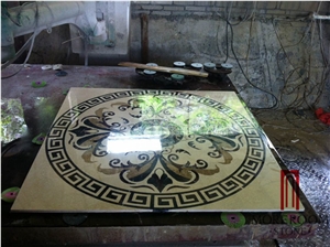 Turkey Composited Marble Waterjet Medallion Marble Floor Flowers Wate -Jet Marble Designs Turkish Marble Price, Beige Marble Composited Marble